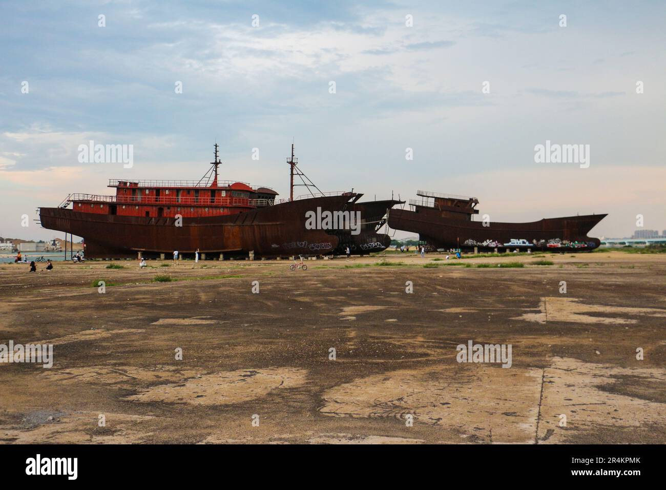 Barche da pesca in pensione Hainan Foto Stock
