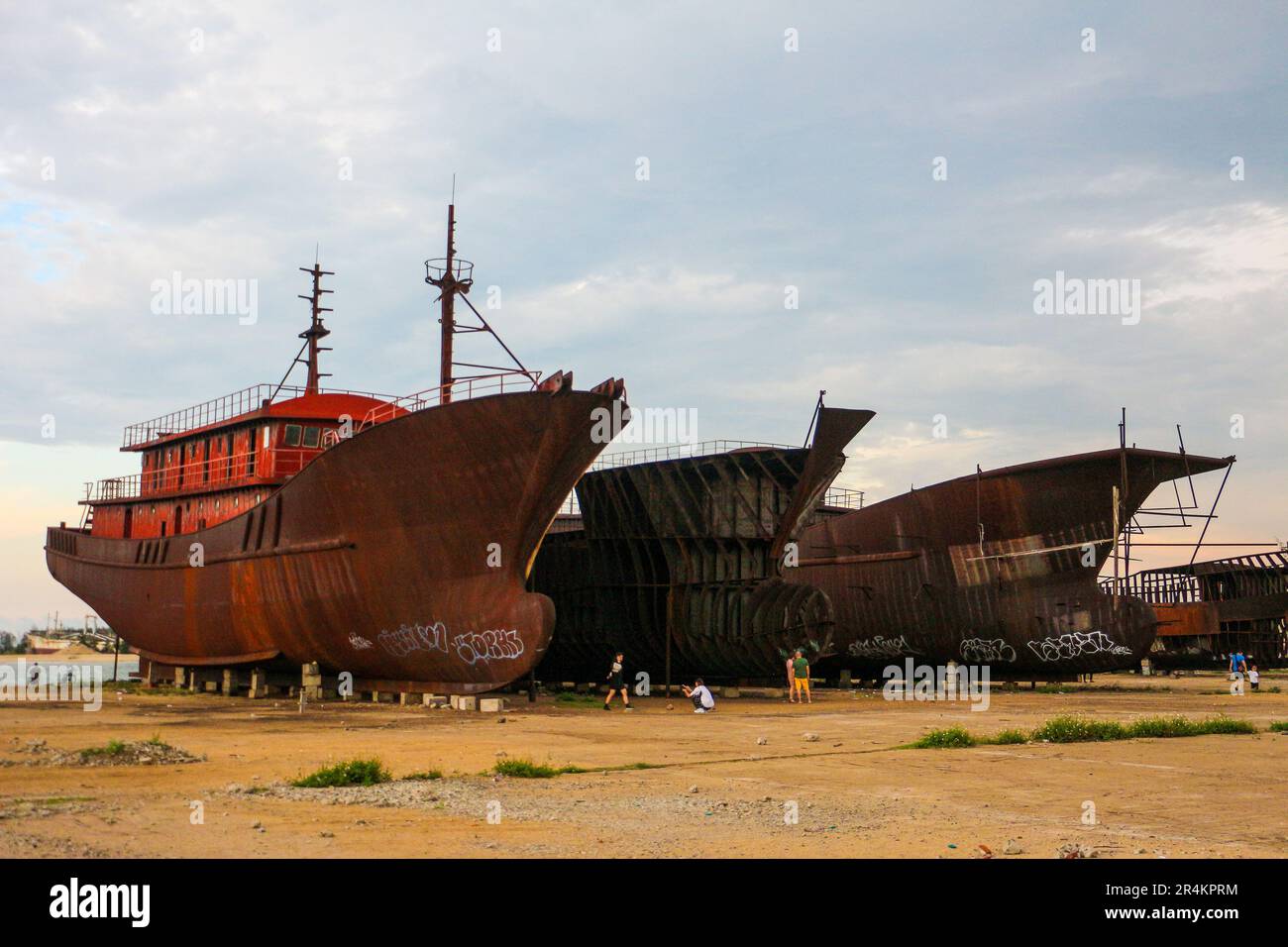 Barche da pesca in pensione Hainan Foto Stock