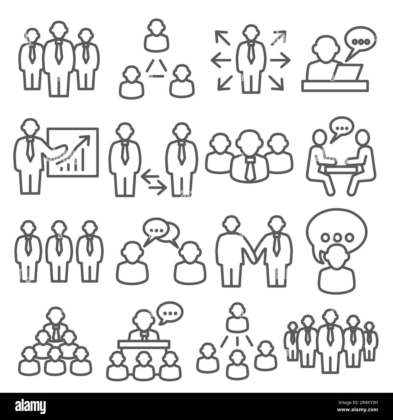 Icone linea gente di affari impostate su sfondo bianco Illustrazione Vettoriale