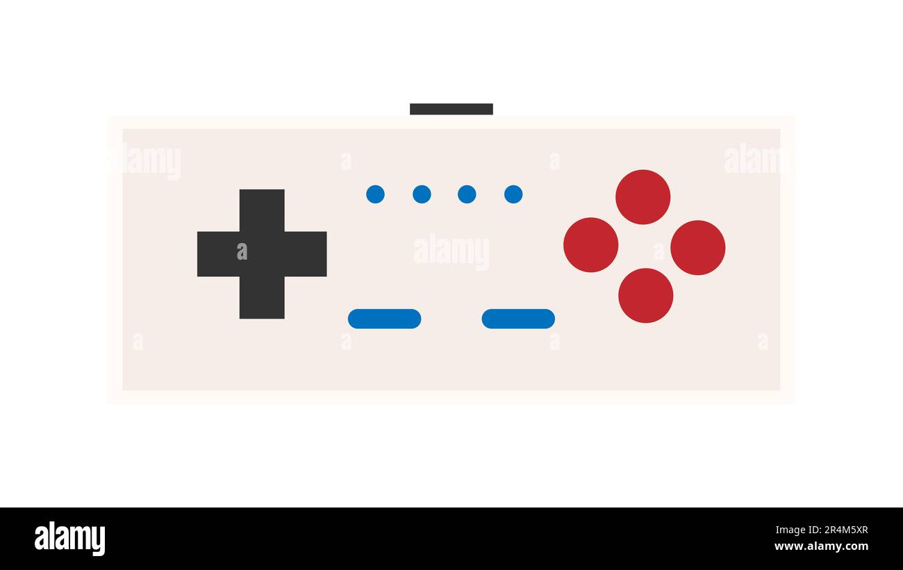 Vecchio joystick retrò hipster vintage con pulsanti per console video di gioco per i giocatori dal 70s, 80s, 90s. Bella icona bianca. Illustrazione vettoriale. Illustrazione Vettoriale
