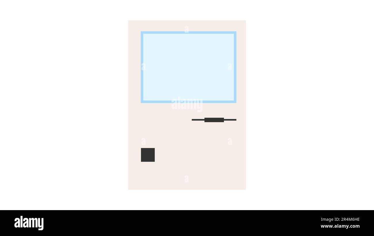 Vecchio computer retrò vintage Hipster, pc con monitor e tastiera dal 70s, 80s, 90s. Bella icona bianca. Illustrazione vettoriale. Illustrazione Vettoriale