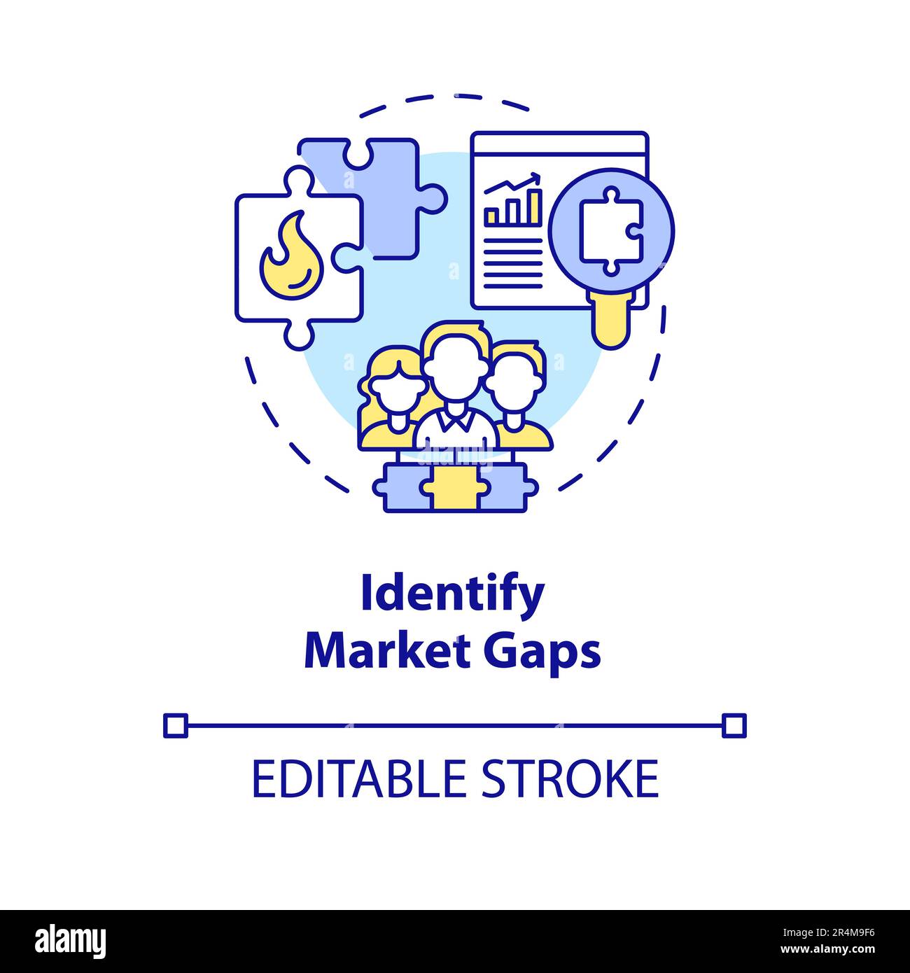 Identificare l'icona del concetto delle lacune di mercato Illustrazione Vettoriale