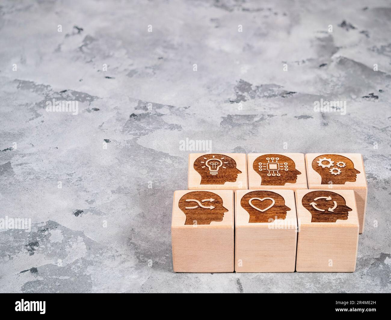 Simboli delle competenze soft power come concetto di gestione aziendale Foto Stock