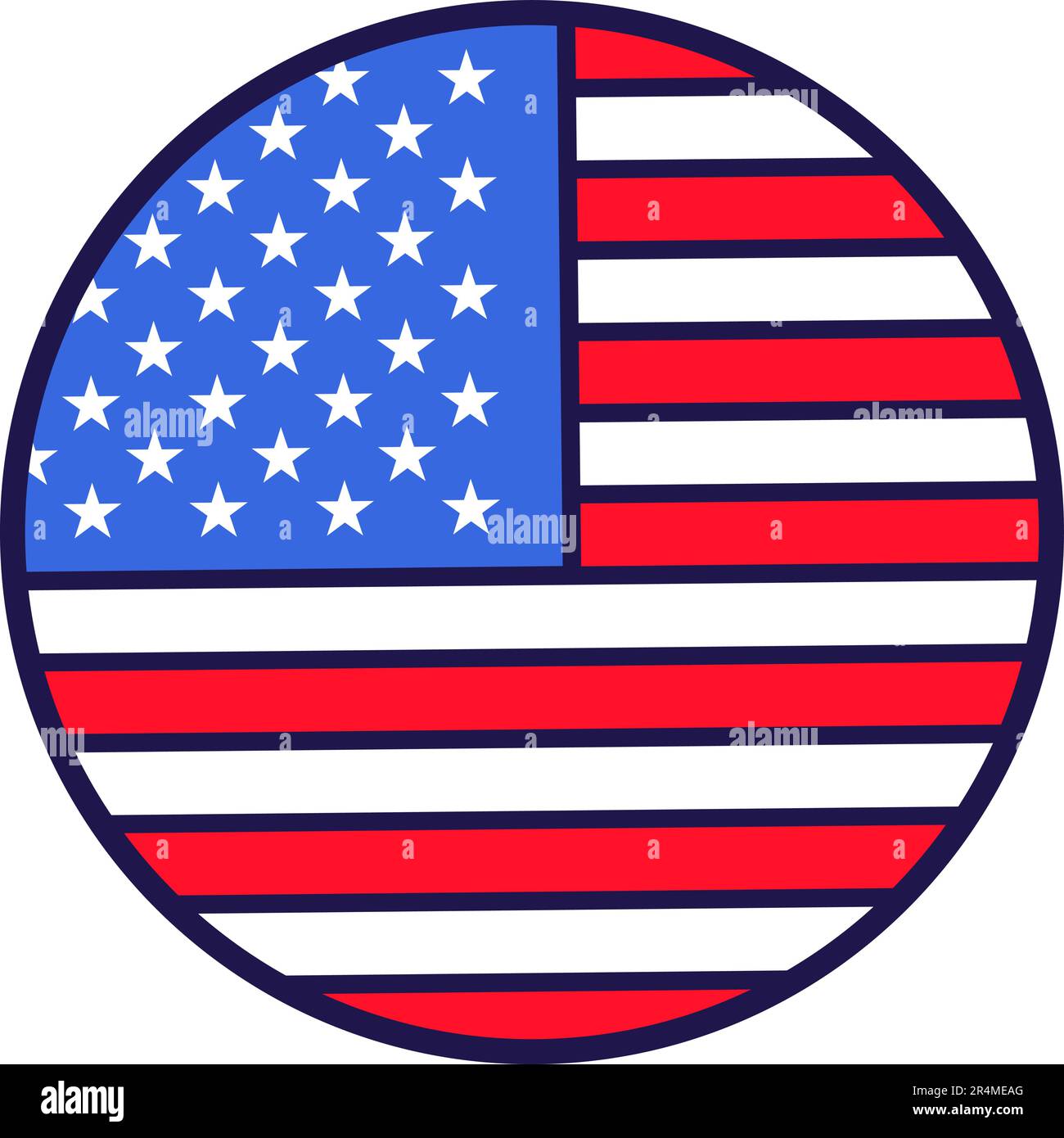 Decalcomania adesiva rotonda nei colori della bandiera americana. Elemento  festivo, attributi del 4th luglio American Independence Day. Icona vettore  cartoon in col nazionale Immagine e Vettoriale - Alamy