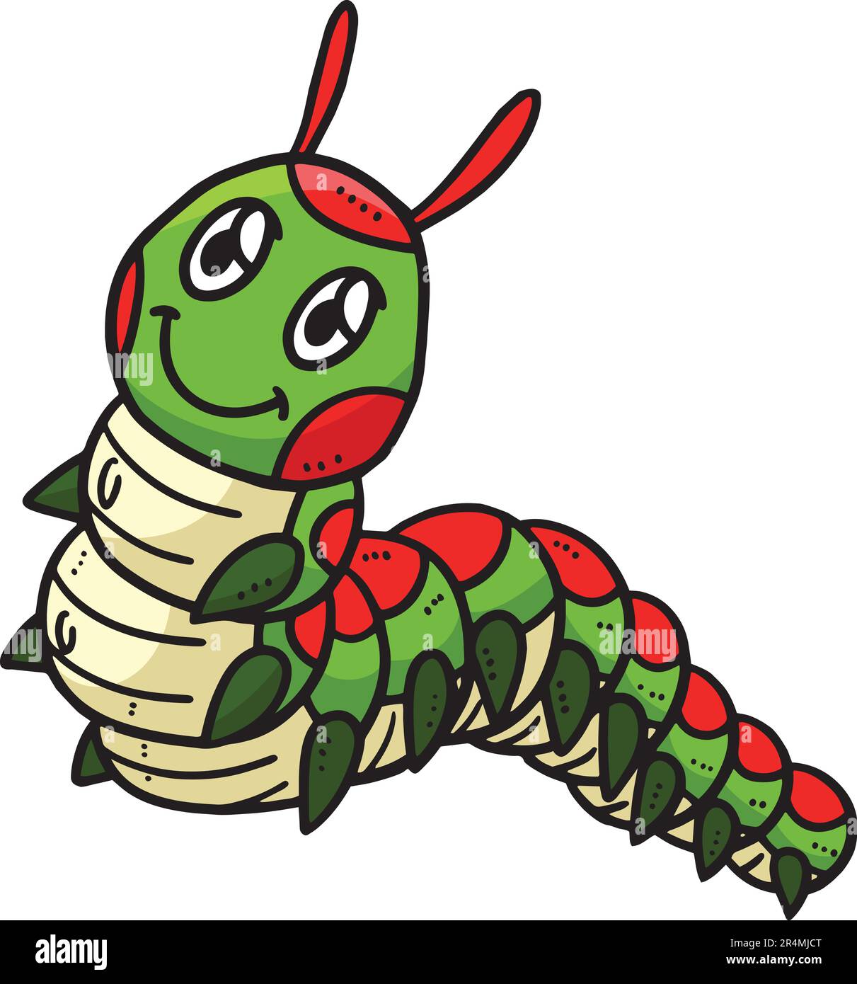 Clipart colorata Mother Caterpillar Cartoon Illustrazione Vettoriale