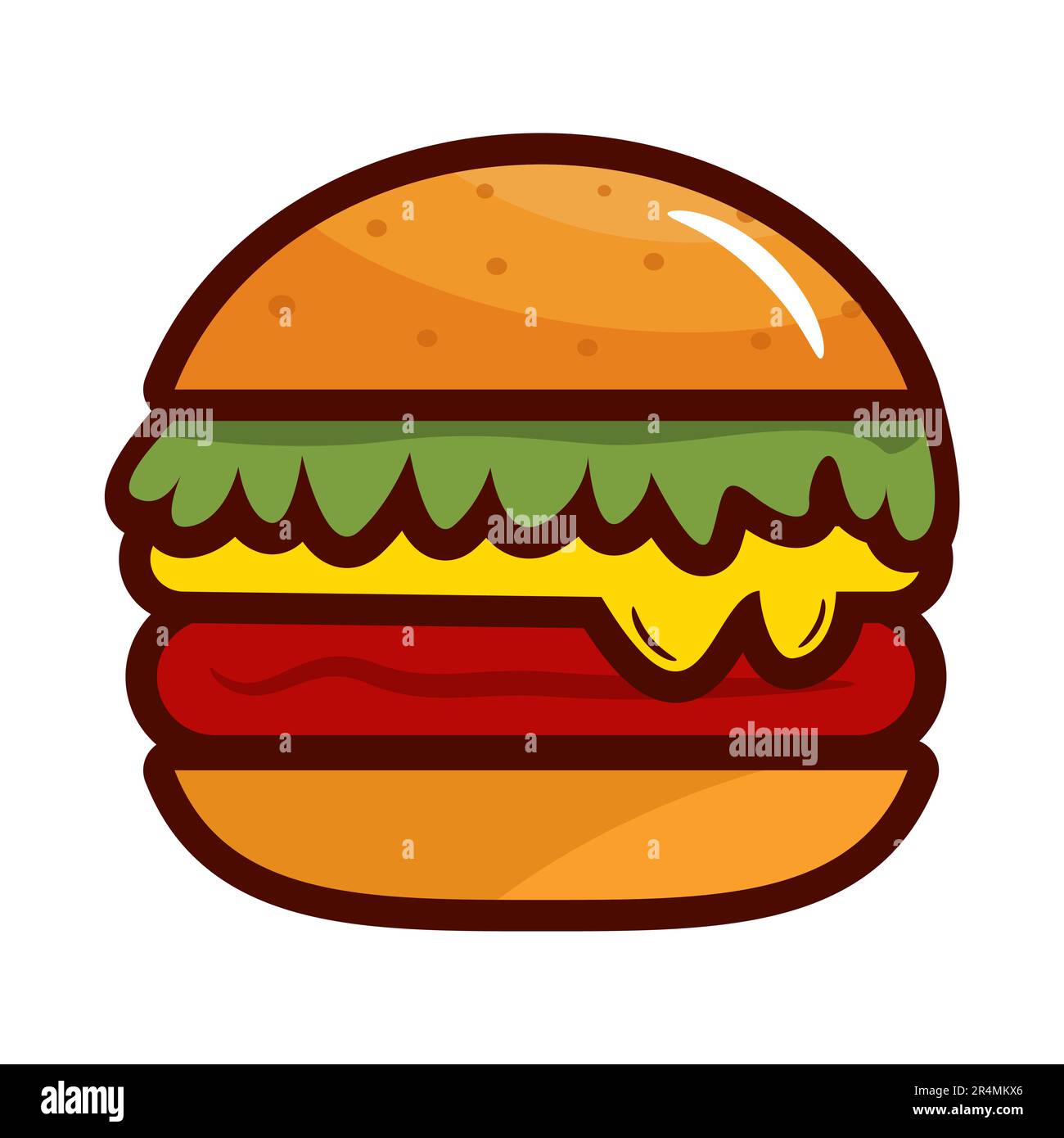 delizioso hamburger fast food icona vettore illustrazione disegno grafico piatto stile Illustrazione Vettoriale