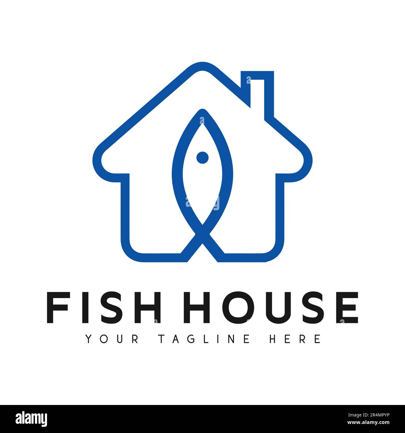 Fish House Logo Design Goldfish logotipo Illustrazione Vettoriale