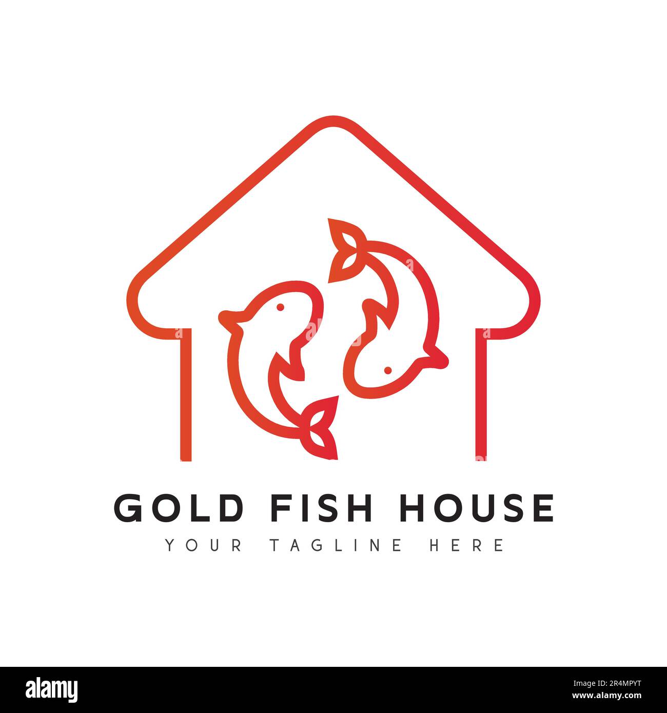 Fish House Logo Design Goldfish logotipo Illustrazione Vettoriale