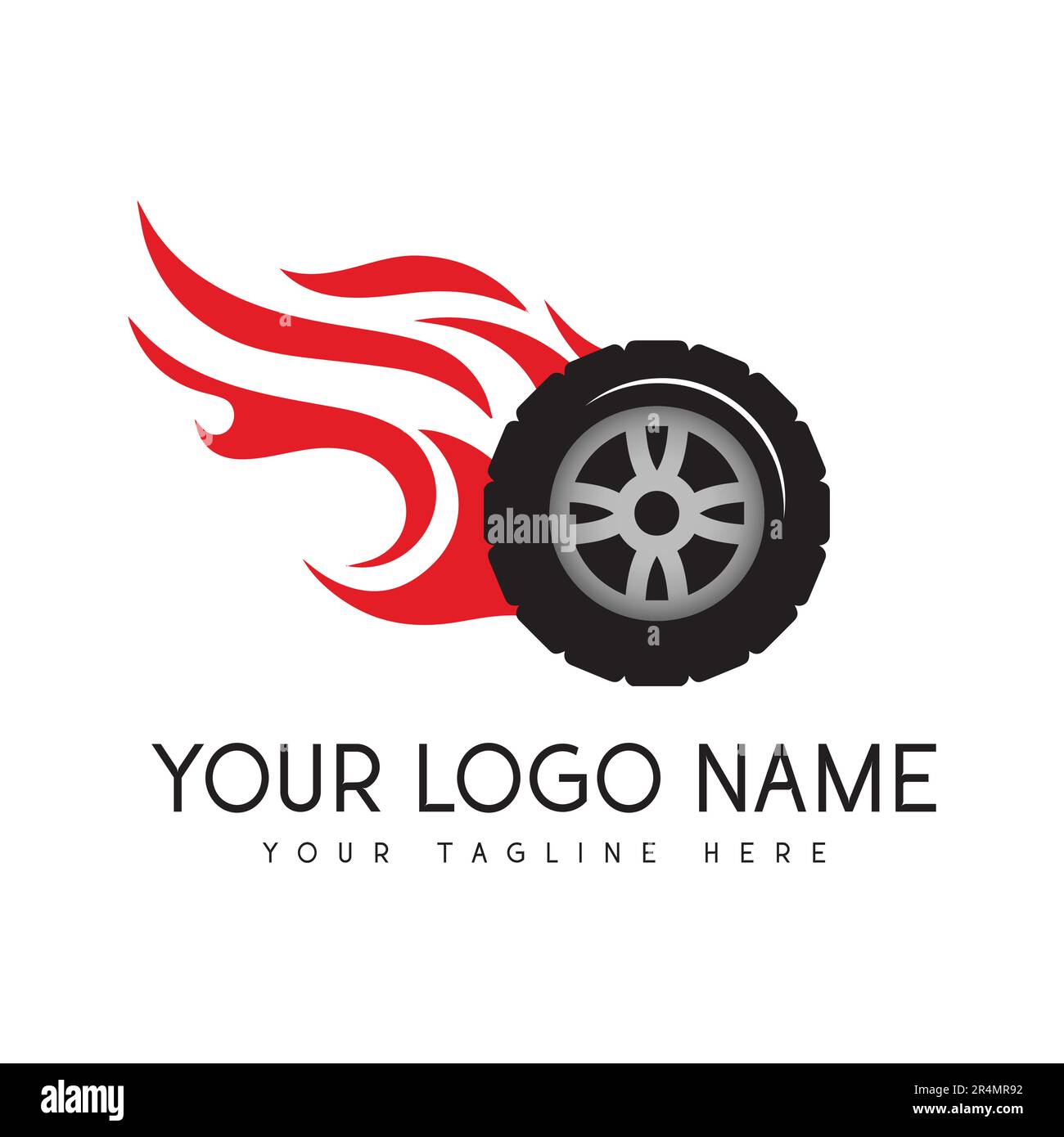 Tire on Fire Logo Design Tire Shop Logo Type Illustrazione Vettoriale