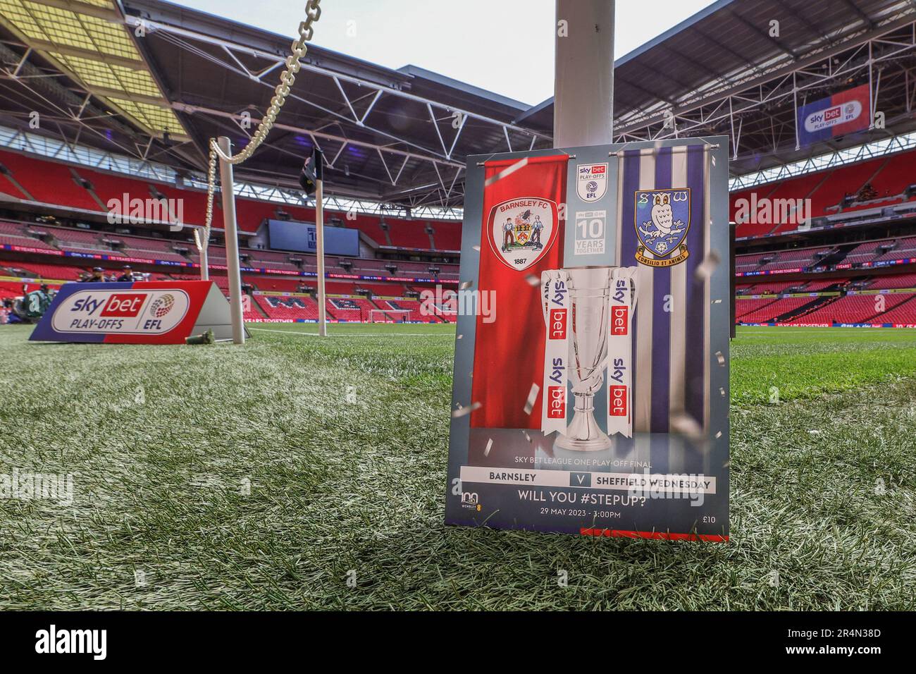 Il programma del giorno delle partite di oggi durante la partita della Sky Bet League 1 - incontro finale Barnsley vs Sheffield Mercoledì al Wembley Stadium, Londra, Regno Unito, 29th maggio 2023 (Foto di Mark Cosgrove/News Images) Foto Stock