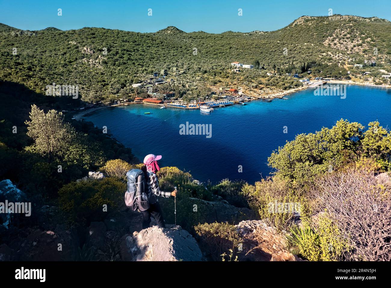 Bella baia di Limangazi sulla via Licia, Kaş, Turchia Foto Stock