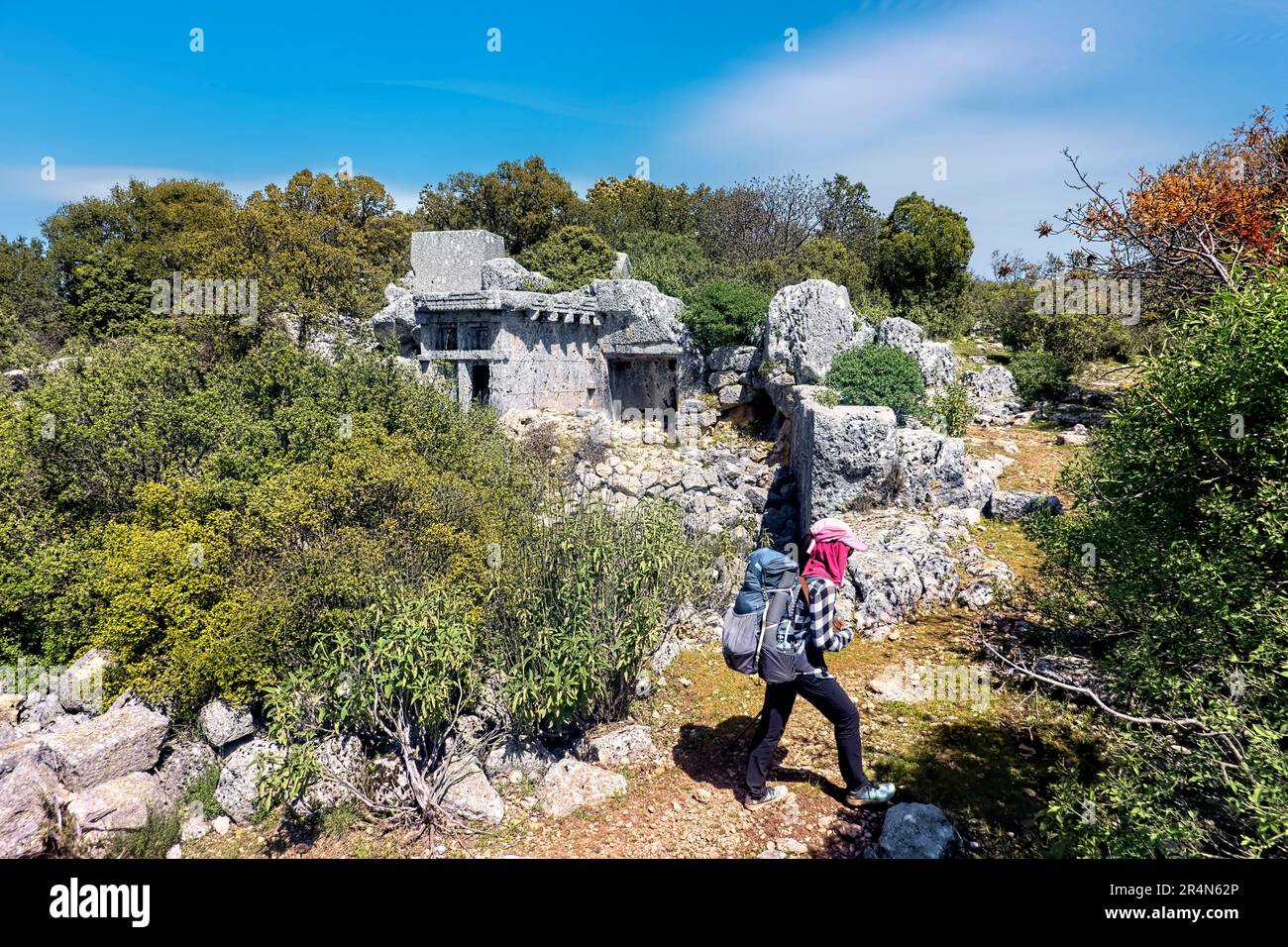 Le rovine di Phellos (Phellus) sulla via Licia, Kaş, Turchia Foto Stock
