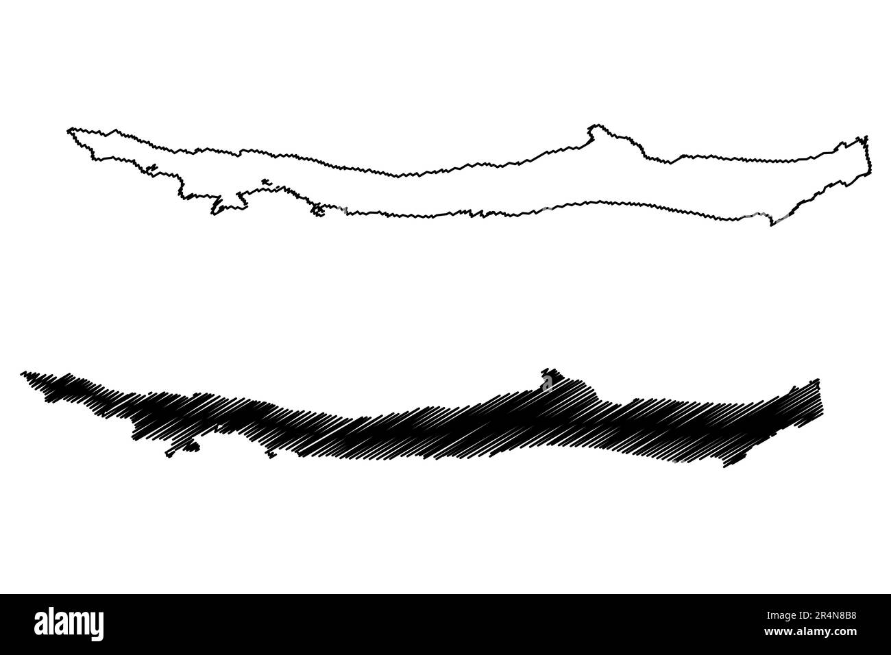 Lago di Fagnano (Sud America, Repubblica Argentina, Cile, Patagonia) mappa vettore illustrazione, schizza mappa Lago Cami mappa Illustrazione Vettoriale