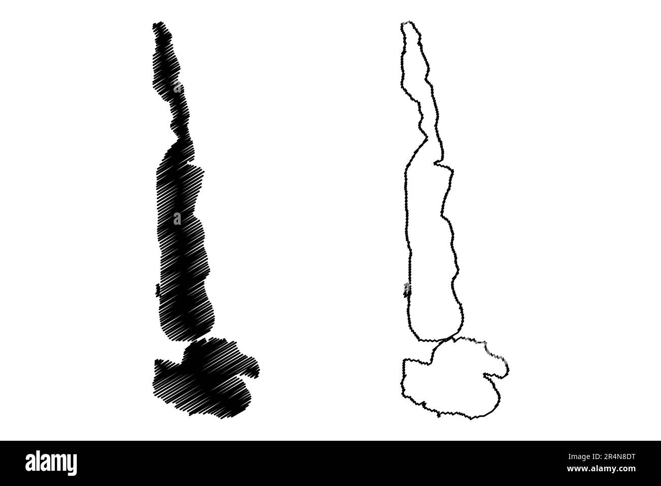 Illustrazione vettoriale della mappa del lago Yalpuh e Kuhurlui o Kugurluy (Ucraina, Odessa Oblast), mappa di schizzo Illustrazione Vettoriale