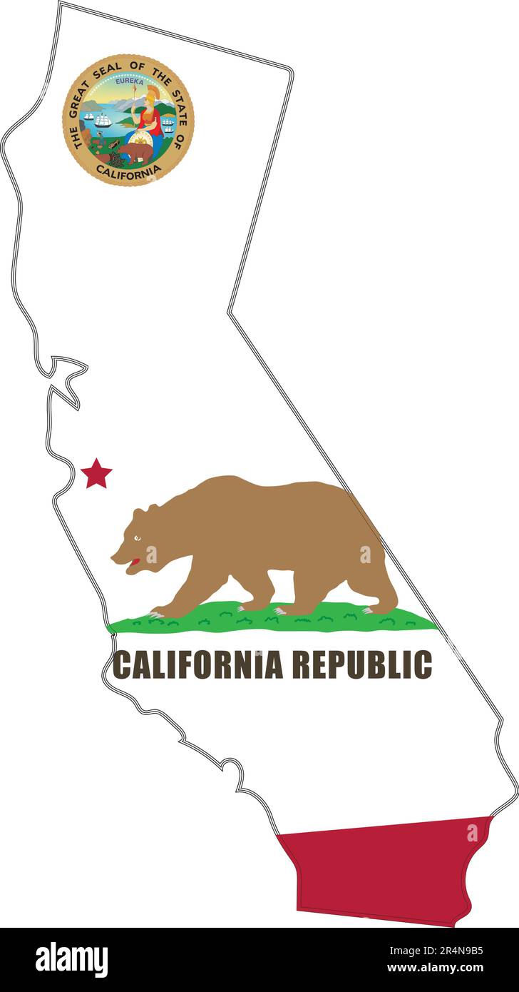 Mappa dello stato della California USA Illustrazione Vettoriale