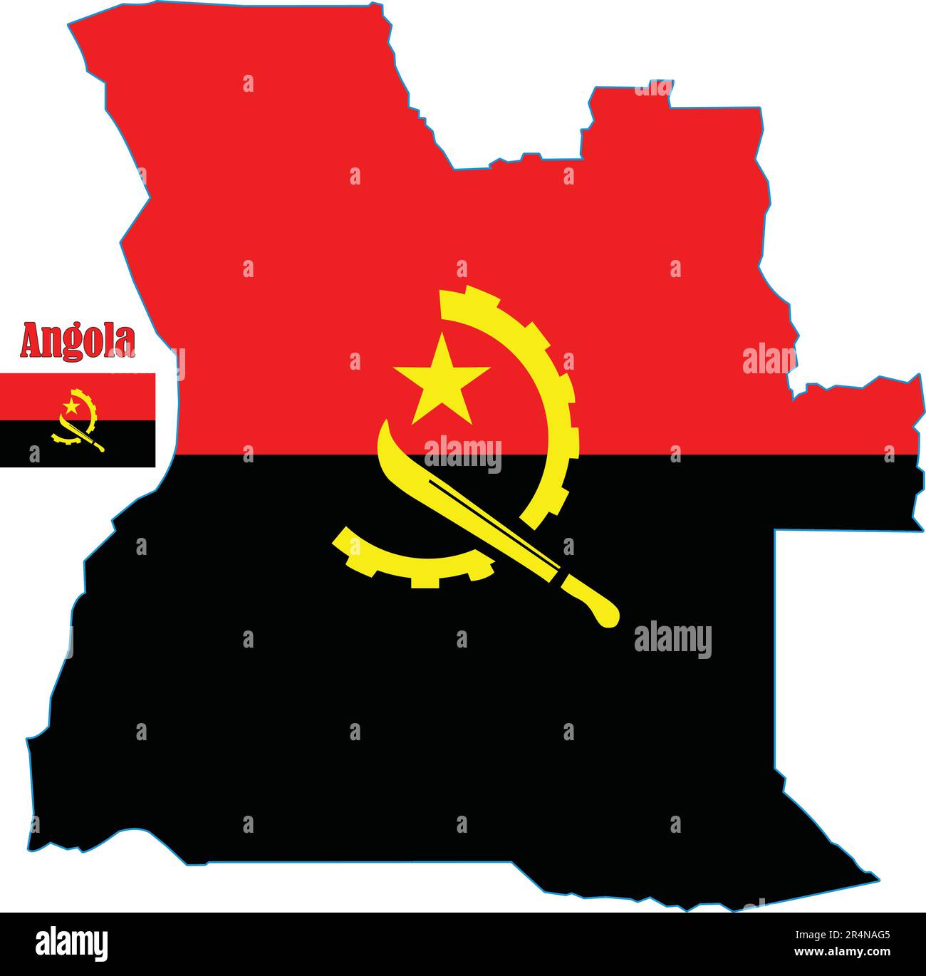 Angola Mappa e Bandiera Illustrazione Vettoriale