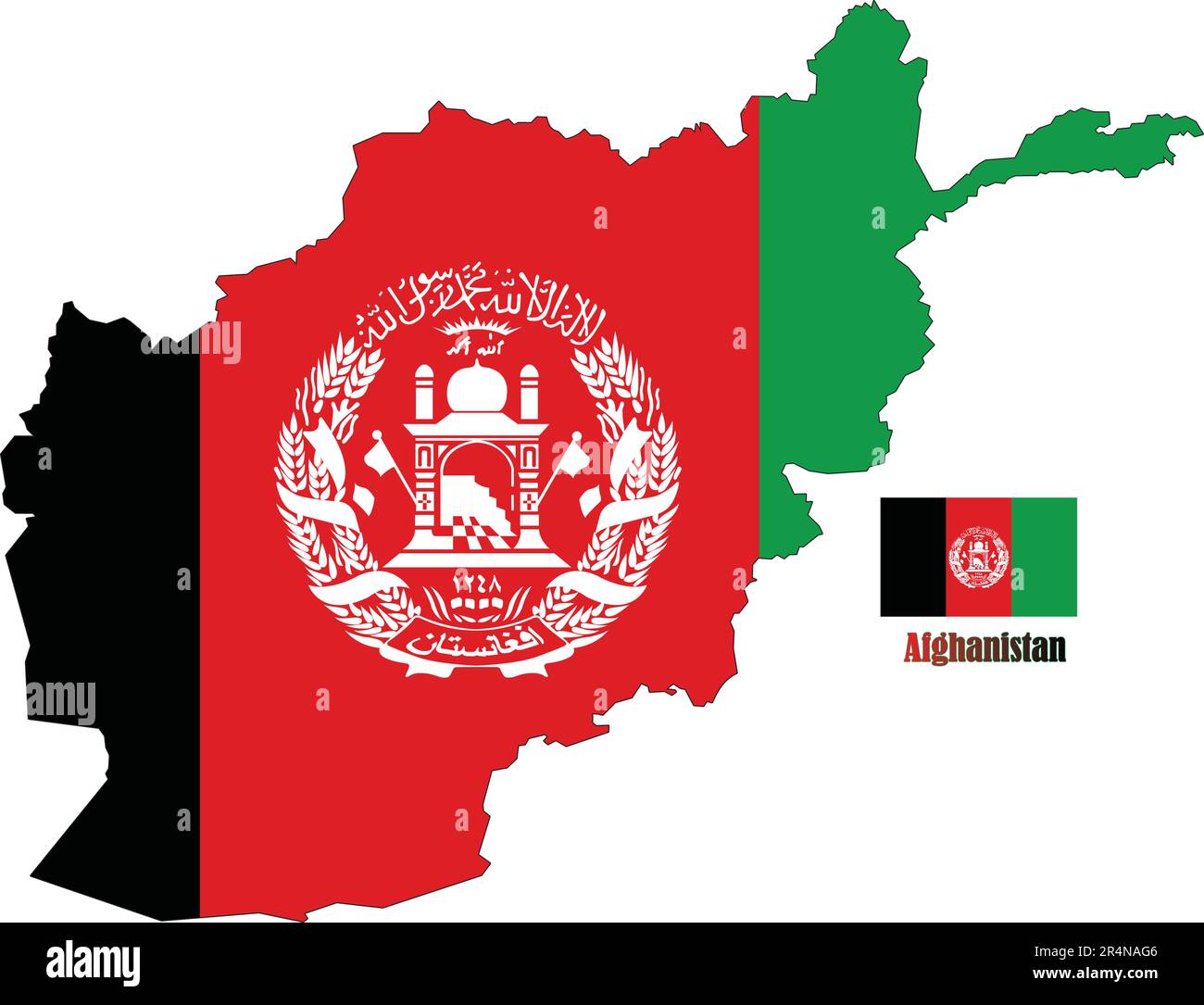 Mappa e bandiera dell'Afghanistan Illustrazione Vettoriale