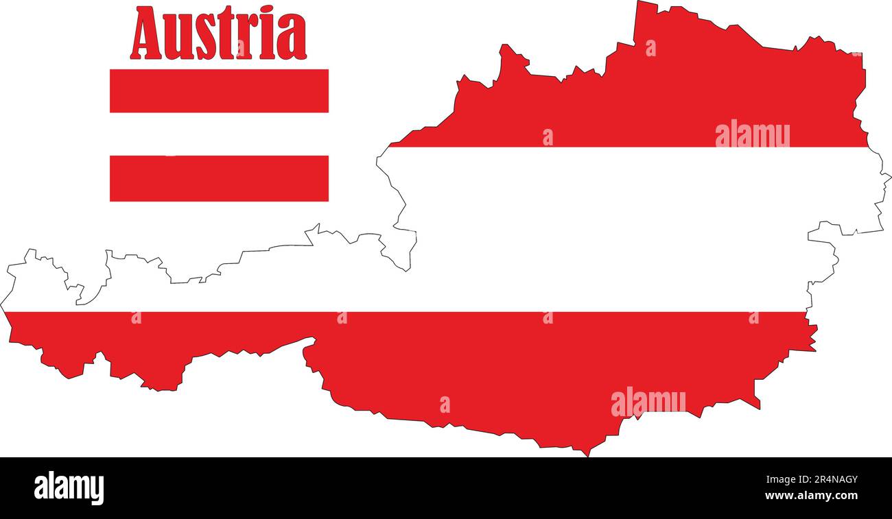 Austria Mappa e Bandiera Illustrazione Vettoriale