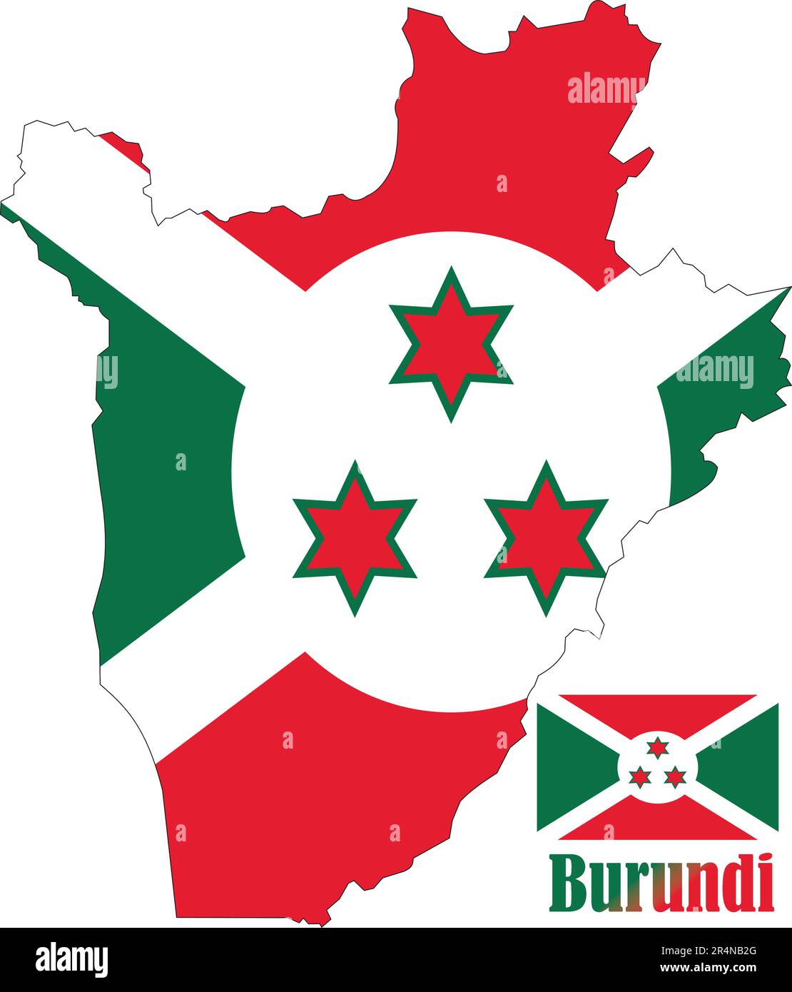 Burundi Mappa e Bandiera Illustrazione Vettoriale