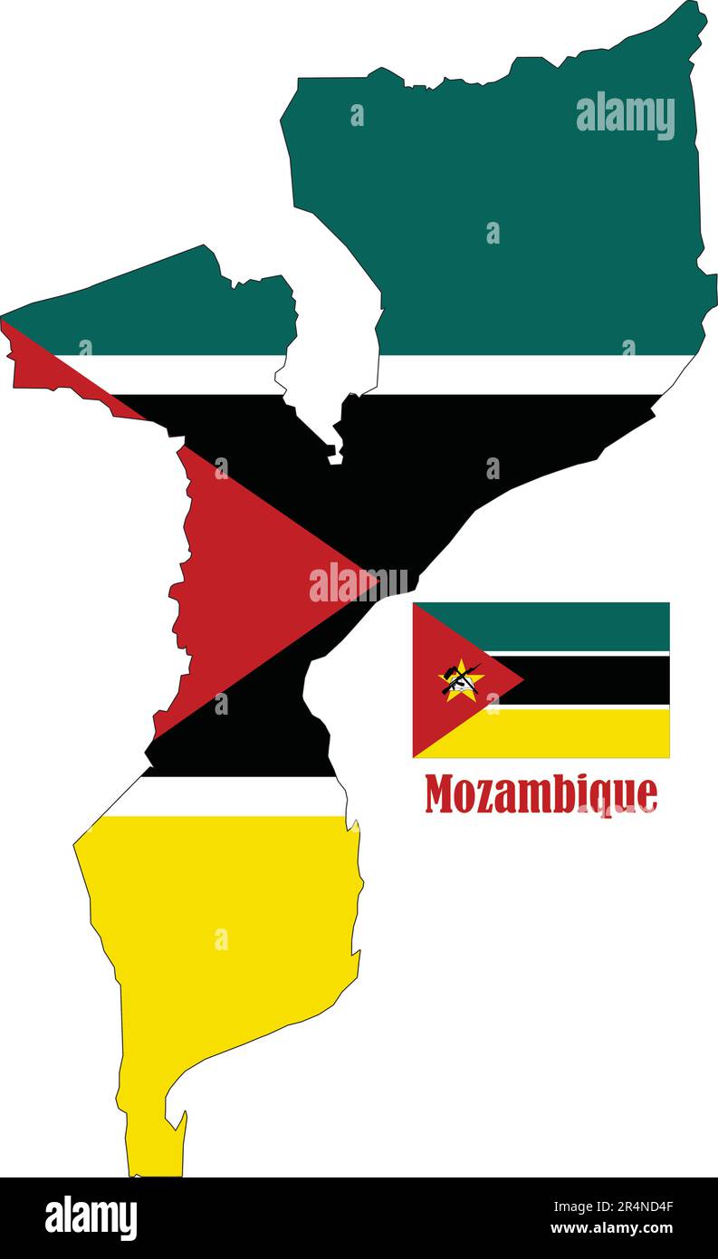Mappa e bandiera del Mozambico Illustrazione Vettoriale