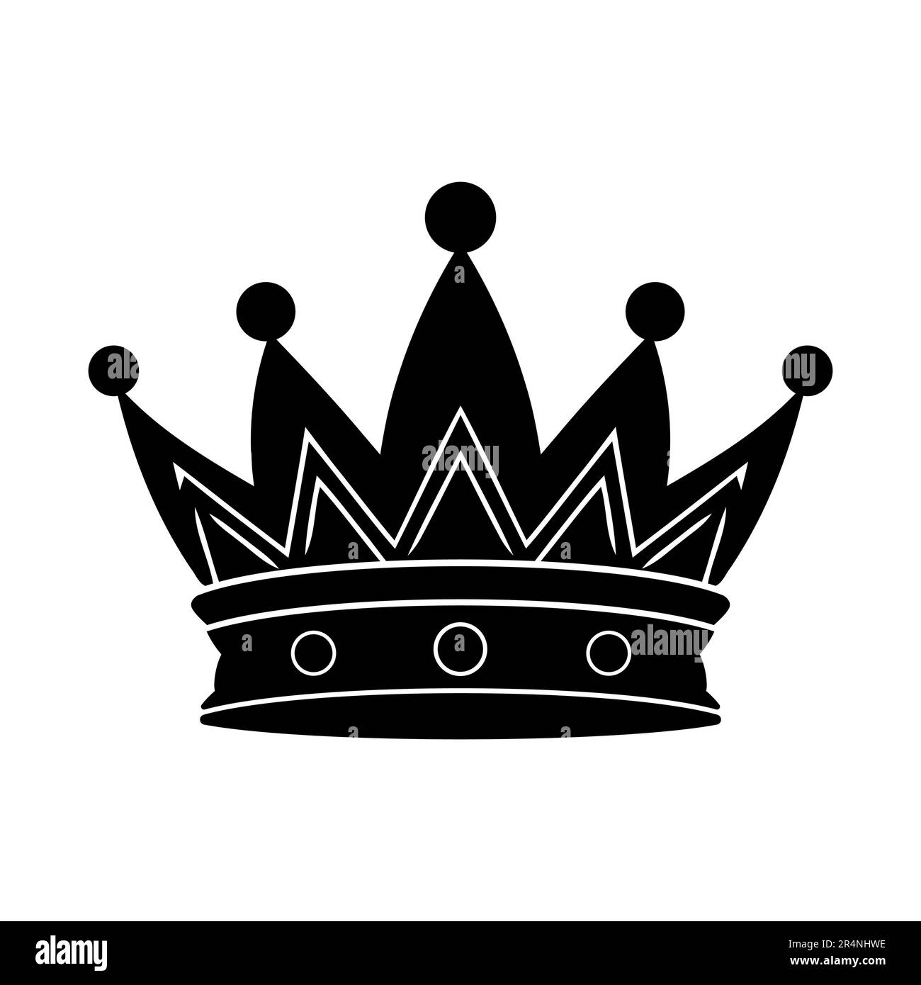 Icona della corona. Icona nera della corona del re. Illustrazione Vettoriale