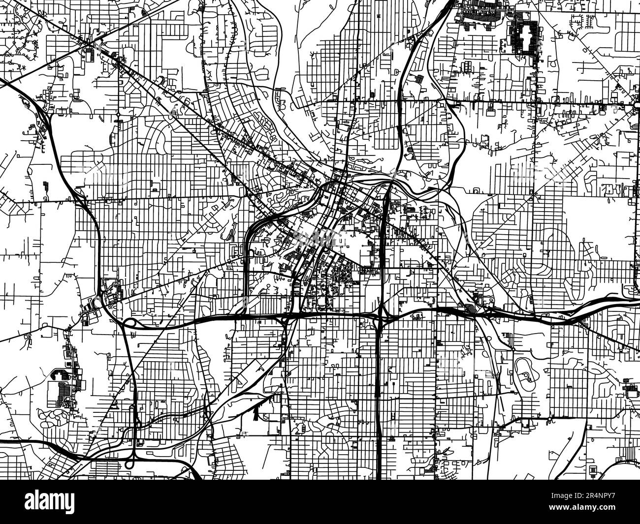 Mappa stradale vettoriale della città di Akron Ohio negli Stati Uniti d'America su sfondo bianco. Foto Stock