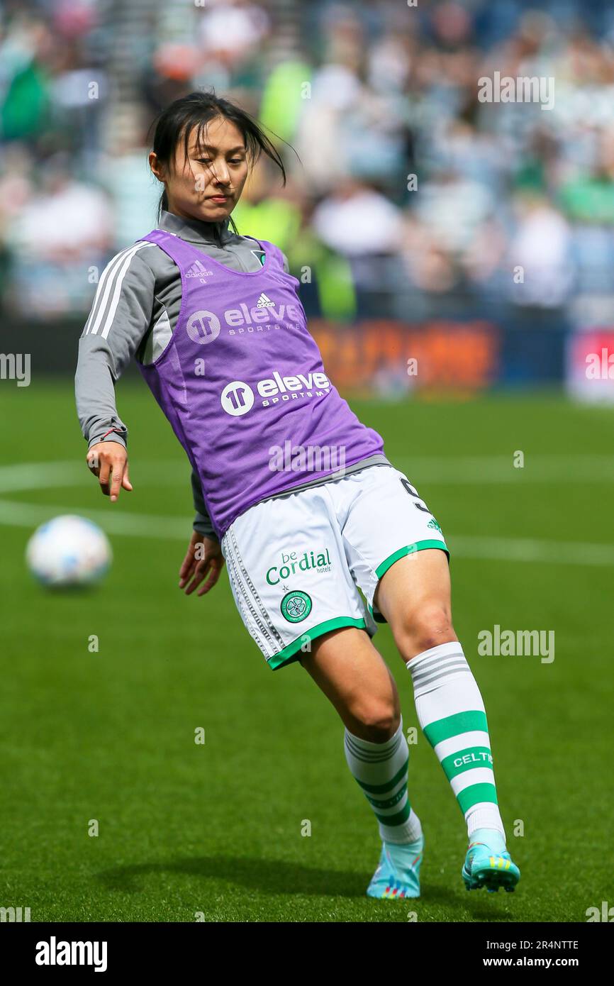 Shen Mengyu, calciatore professionista, attualmente in gioco per il Celtic FC. Immagine acquisita durante una sessione di formazione. Foto Stock
