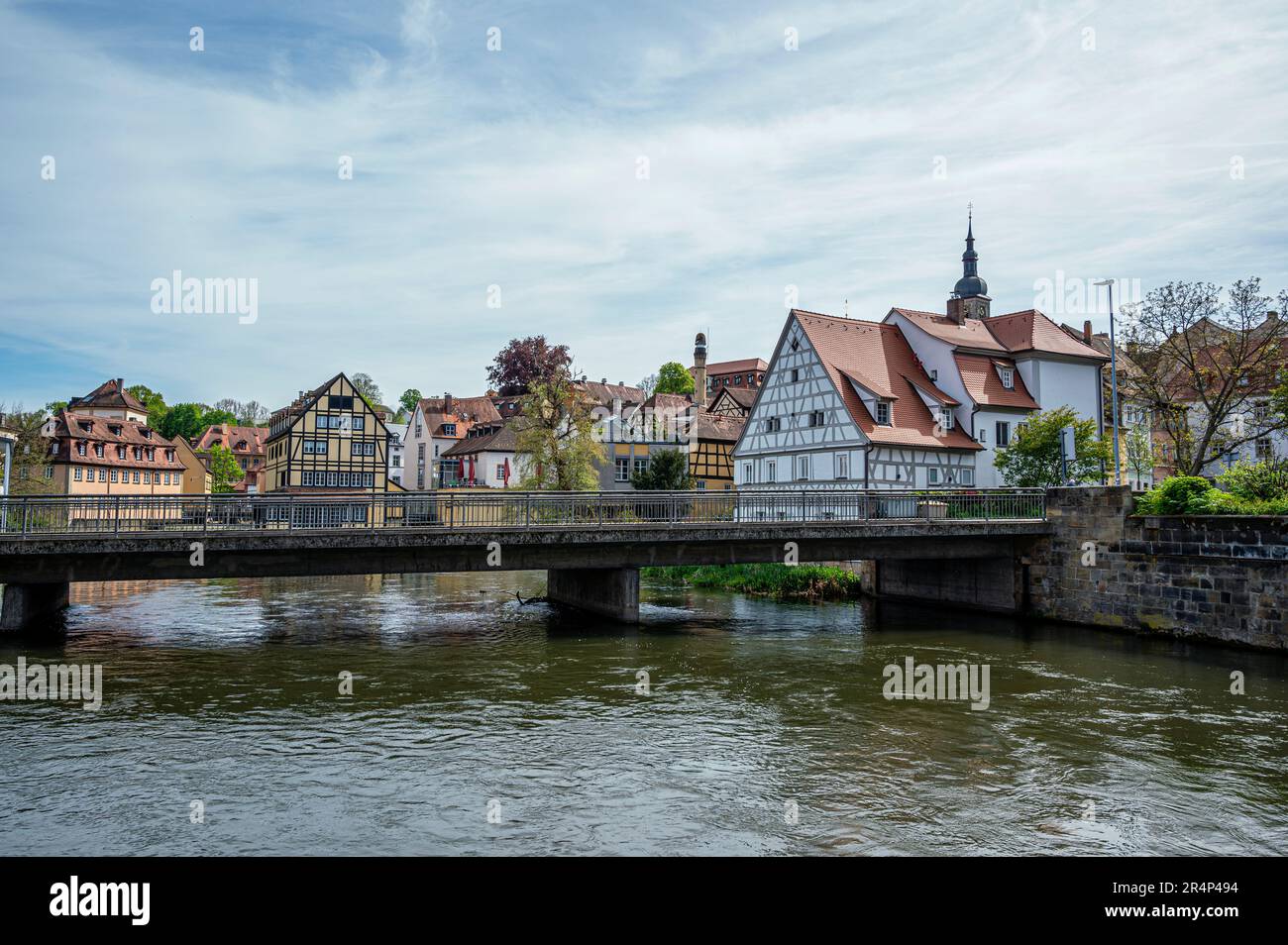 Vista sul centro storico e sul fiume Regnitz a Bamberg, Germania. Foto Stock