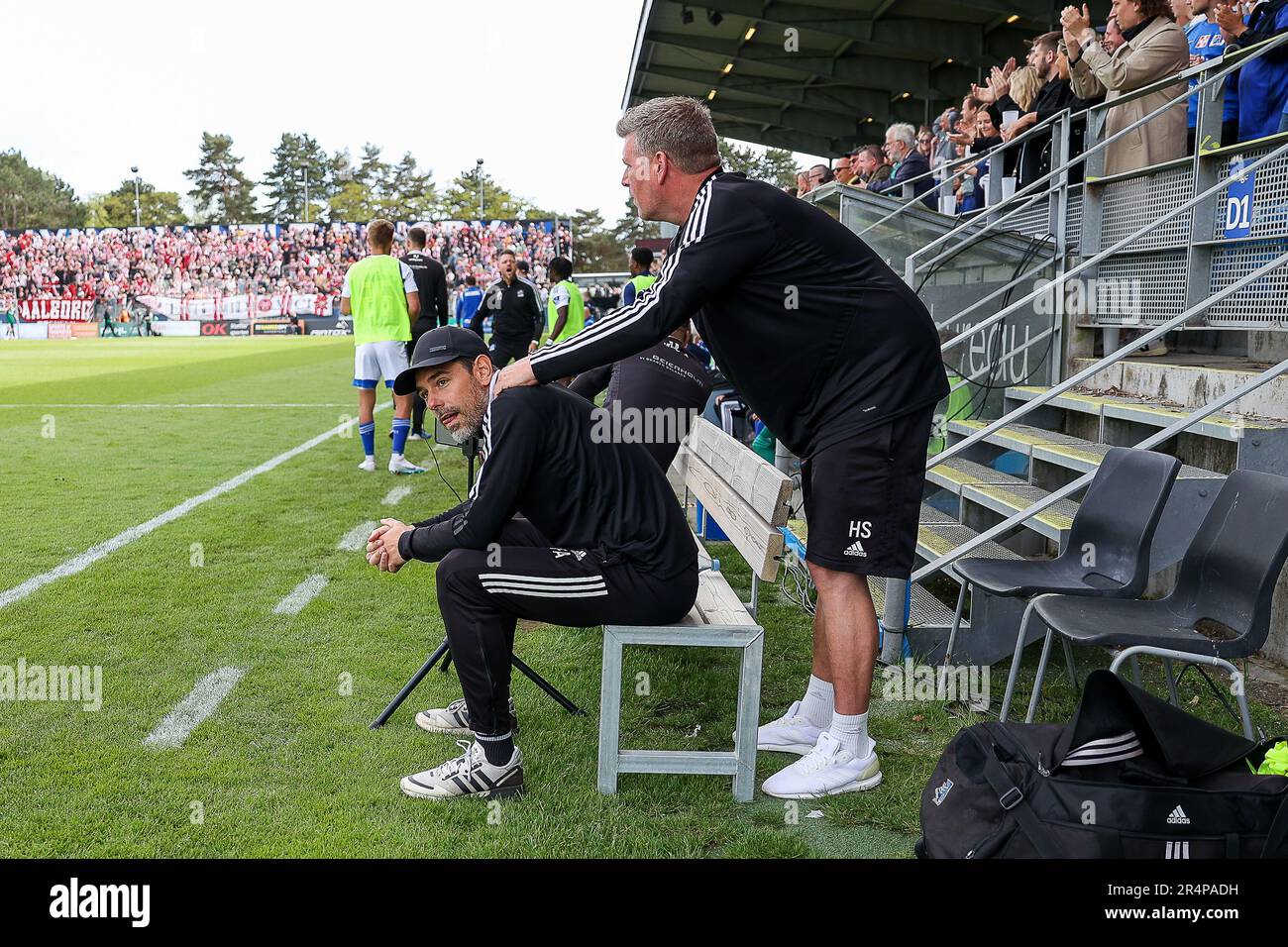 Lyngby, Danimarca. 29th maggio, 2023. Allenatore capo Freyr Alexandersson di Lyngby Boldklub visto durante la partita danese 3F Superliga tra Lyngby Boldklub e Aalborg BK a Lyngby Stadion a Lyngby. (Photo Credit: Gonzales Photo/Alamy Live News Foto Stock