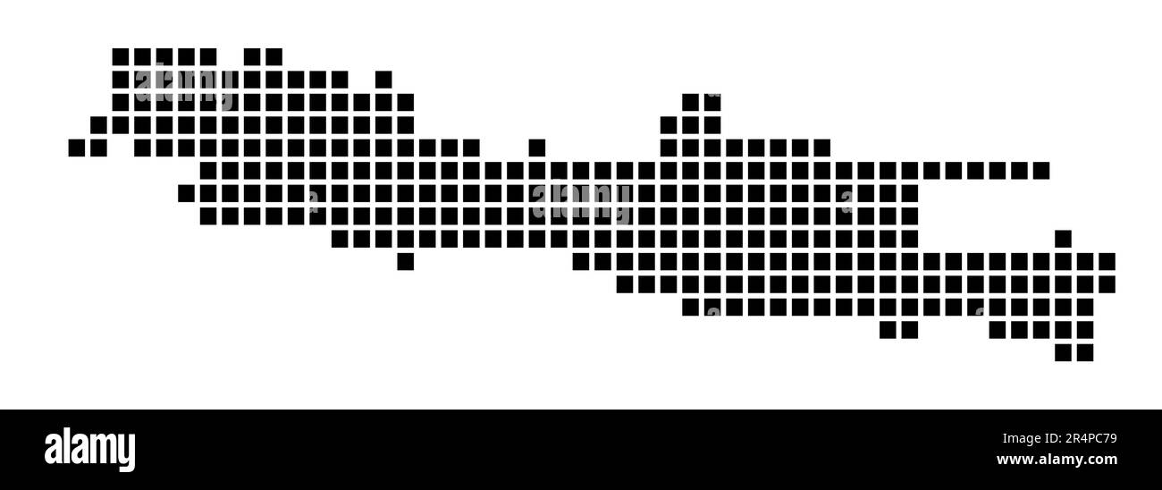Mappa Java. Mappa di Java in stile punteggiato. Bordi dell'isola riempiti di rettangoli per il vostro disegno. Illustrazione vettoriale. Illustrazione Vettoriale