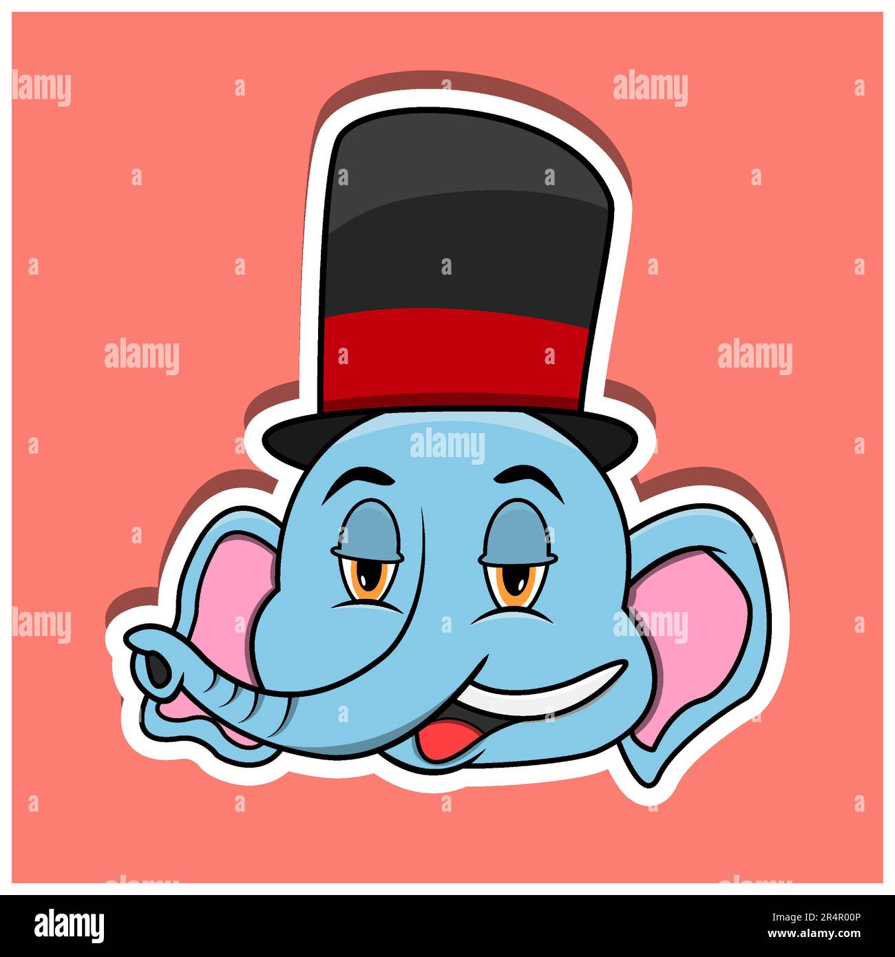 Figurine con elefante con cappello Circus. Design dei personaggi. Vettore e illustrazione Illustrazione Vettoriale