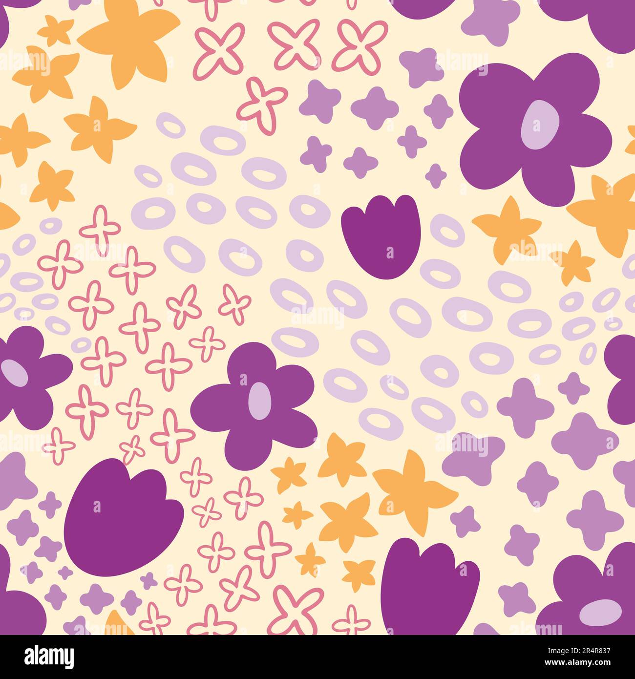 Campo dei fiori modello naturale viola e rosa Illustrazione Vettoriale