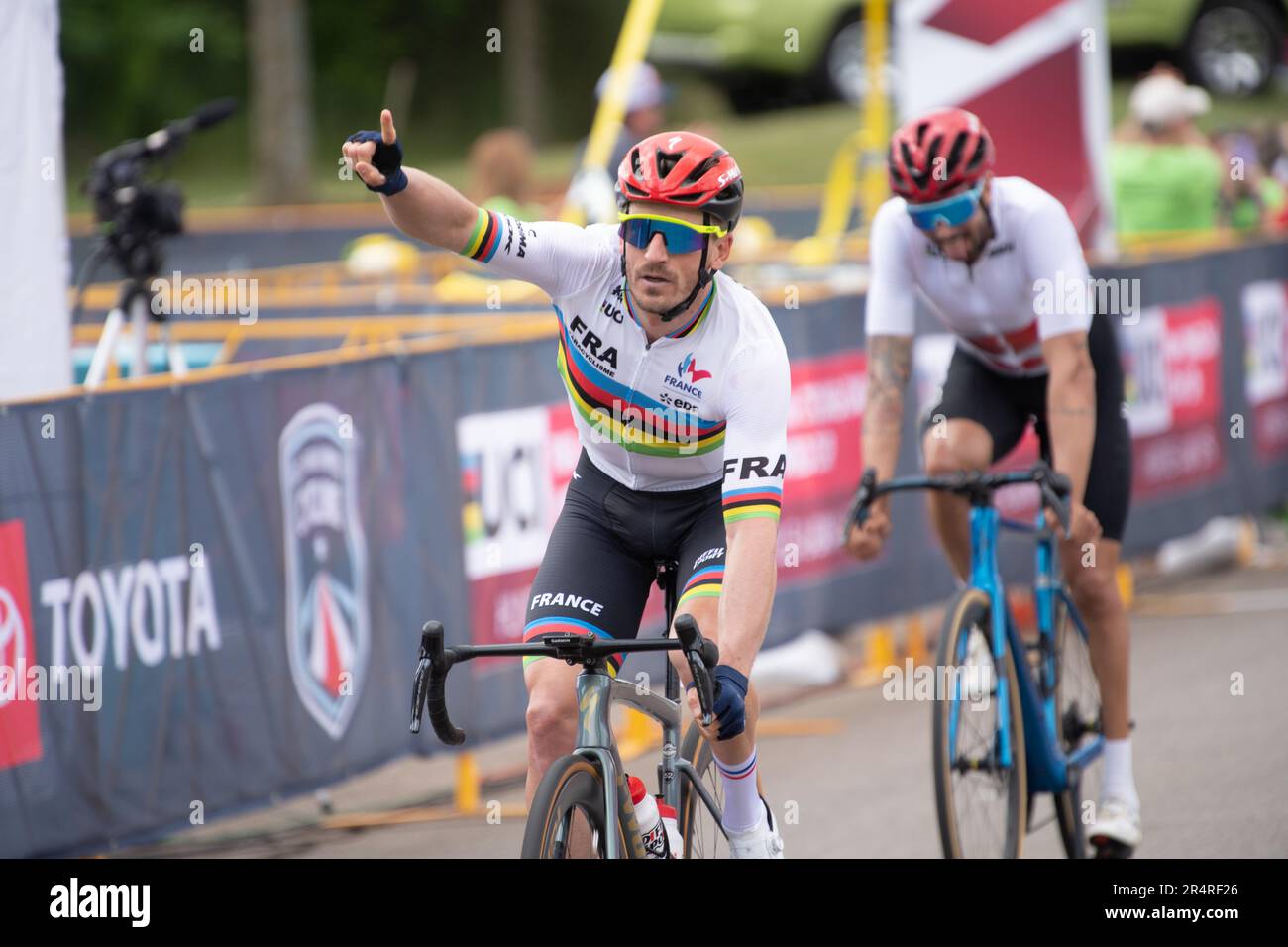 UCI World Cup, Road Races, Huntsville, Alabama, USA. 29th maggio, 2023. Kevin le Cunff di Francia, vince la gara di strada maschile C5 e vince la Coppa del mondo maschile C5 Series. Credit: Casey B. Gibson/Alamy Live News Foto Stock