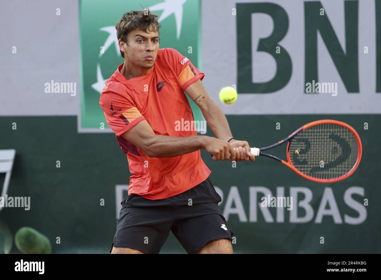 Flavio Cobolli d'Italia durante il giorno 2 del 2023 French Open, Roland-Garros 2023, secondo torneo di tennis Grand Slam dell'anno, il 29 maggio 2023 allo stade Roland-Garros di Parigi, Francia - Foto: Jean Catuffe/DPPI/LiveMedia Foto Stock