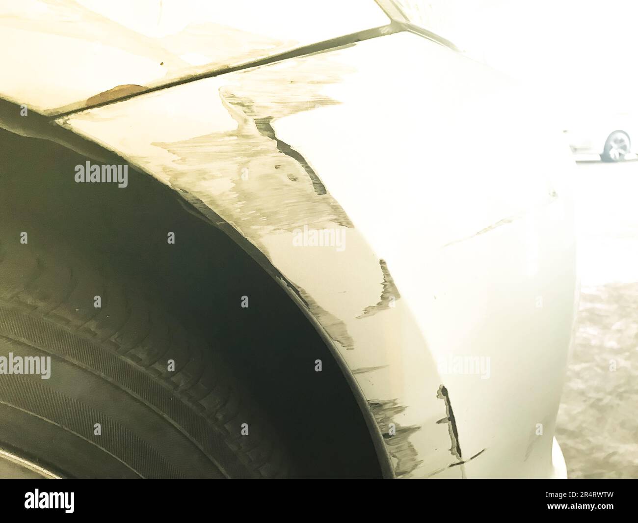 Incidente auto incidente danneggiato sfondo auto Foto Stock