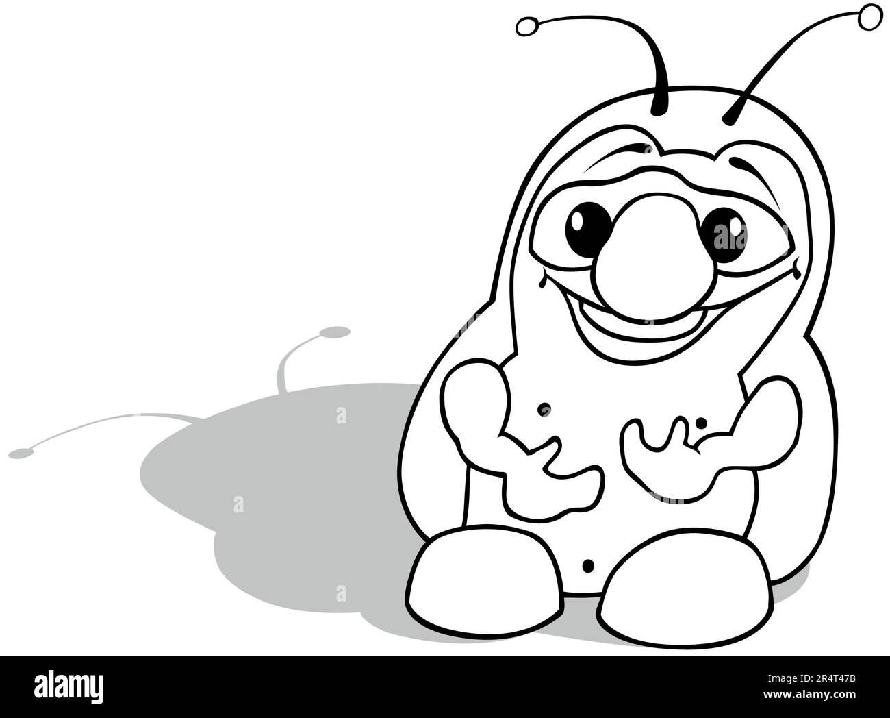 Disegno di un Beetle grasso divertente con un sorriso grande Illustrazione Vettoriale