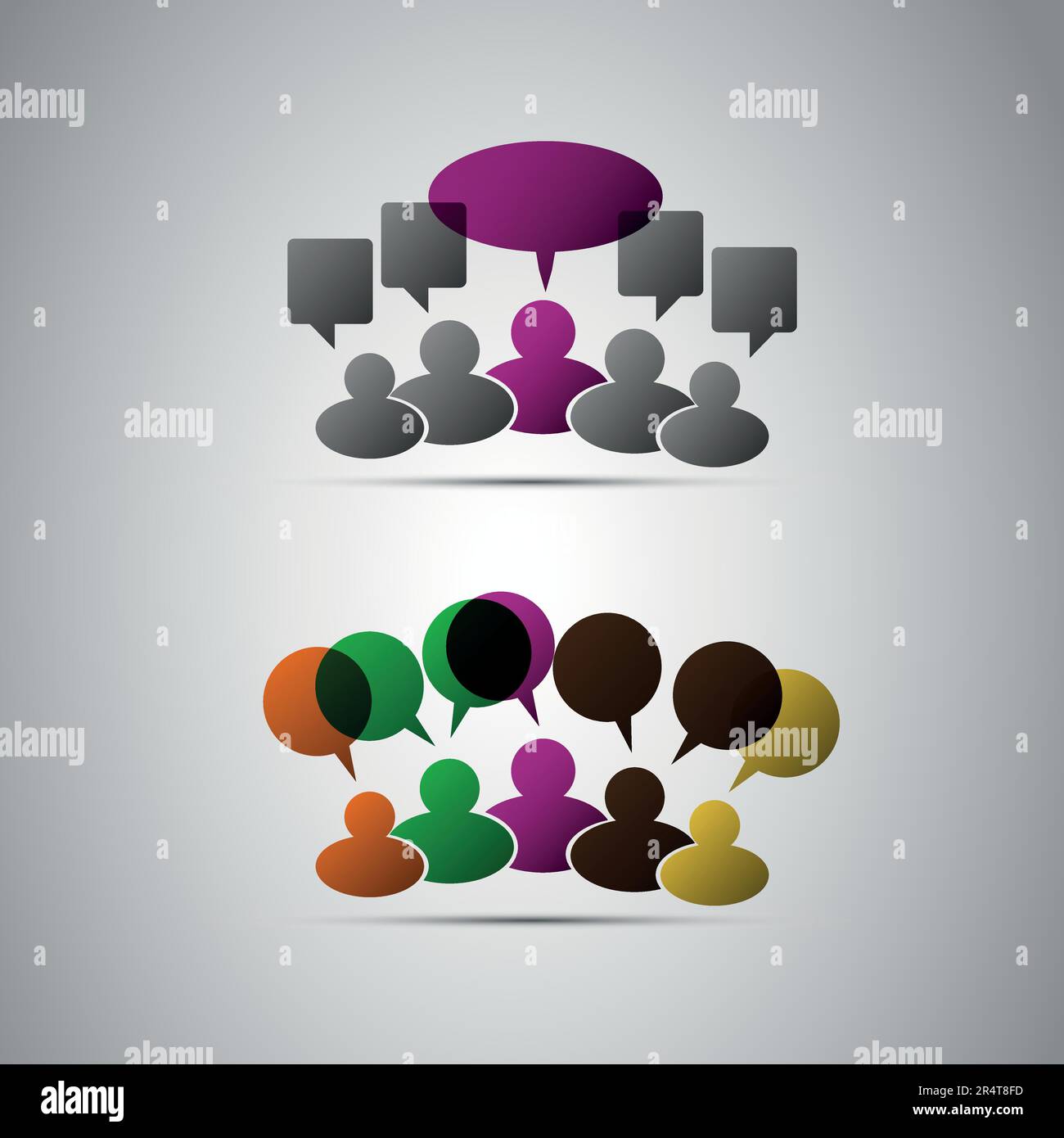 Popoli icone con Speech Bubbles Illustrazione Vettoriale