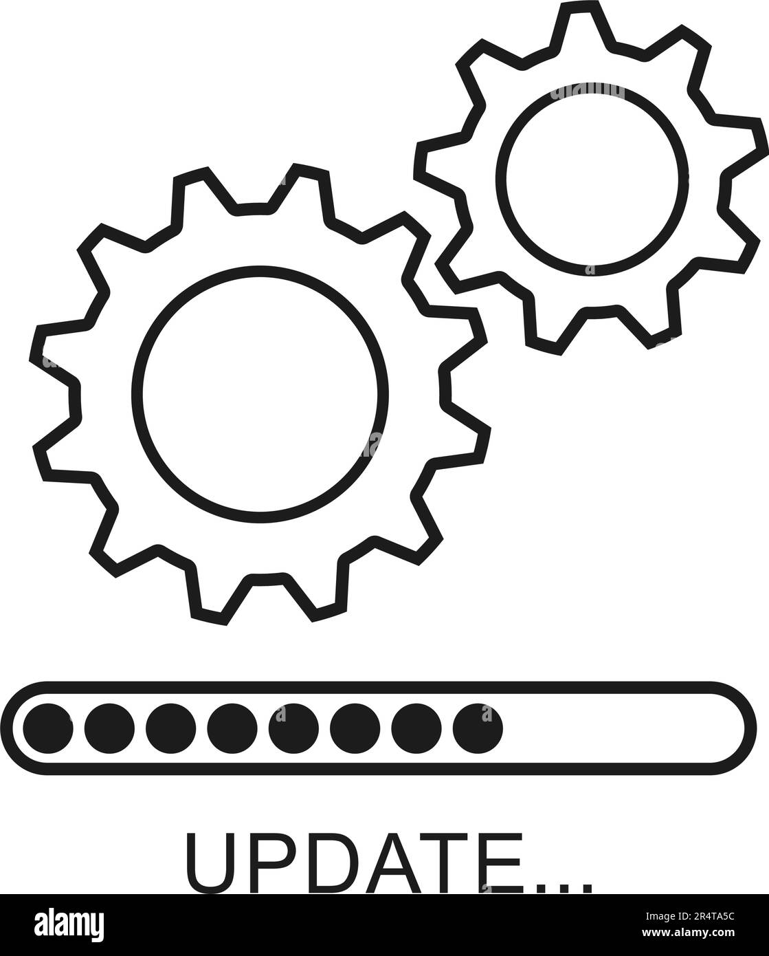 Aggiornare l'icona con gli ingranaggi. Caricamento o aggiornamento di file, installazione o aggiornamento di nuovo software, ecc. Design moderno e piatto. Illustrazione vettoriale. Isolato Illustrazione Vettoriale