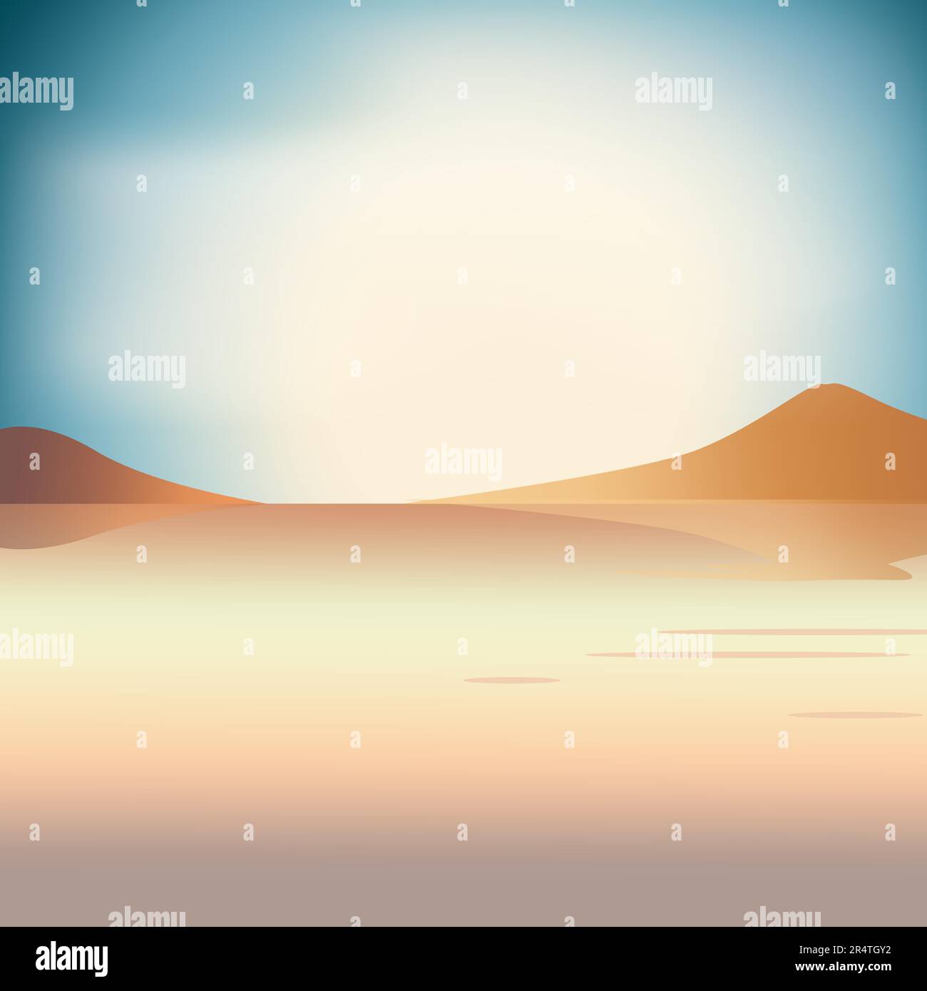 Vettore del deserto del Pan di zucchero nel riflesso di un lago d'acqua Illustrazione Vettoriale