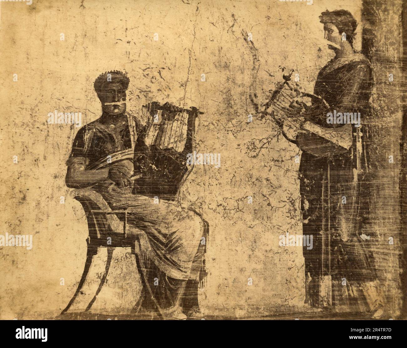 Lyre players, antico affresco romano, 1890s Foto Stock