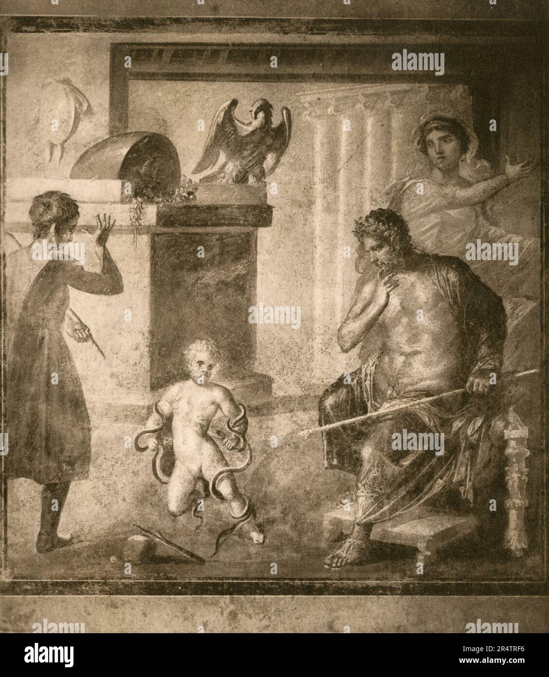 Morte di Penteo, antico affresco romano, Pompei, Italia, 1890s Foto Stock