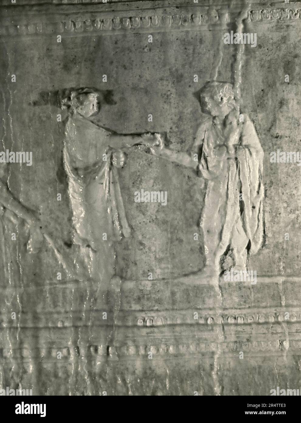 Scena del matrimonio, stucco del 1st° secolo d.C. nella Basilica sotterranea di porta maggiore, Roma, Italia 1960s Foto Stock