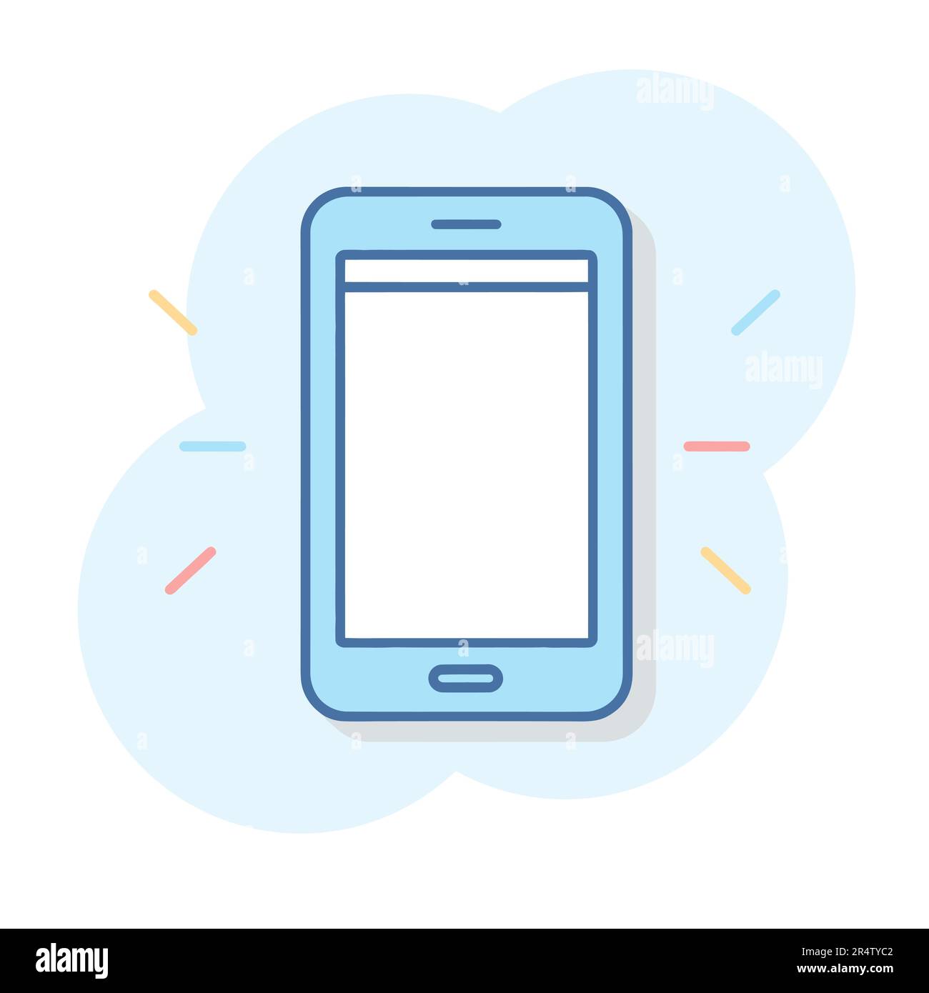 Icona dello smartphone in stile cartoon flat su sfondo bianco isolato. Illustrazione vettoriale Illustrazione Vettoriale