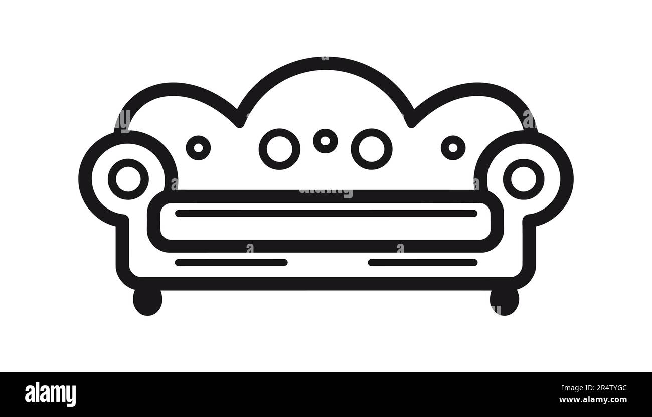 Icona divano, segno lineare su sfondo bianco. Illustrazione vettoriale Illustrazione Vettoriale