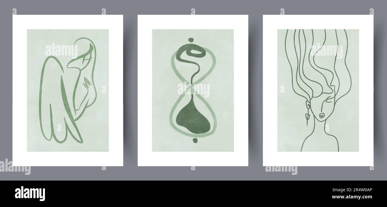 Donna astratta eleganza hourglass muro arte stampa Illustrazione Vettoriale