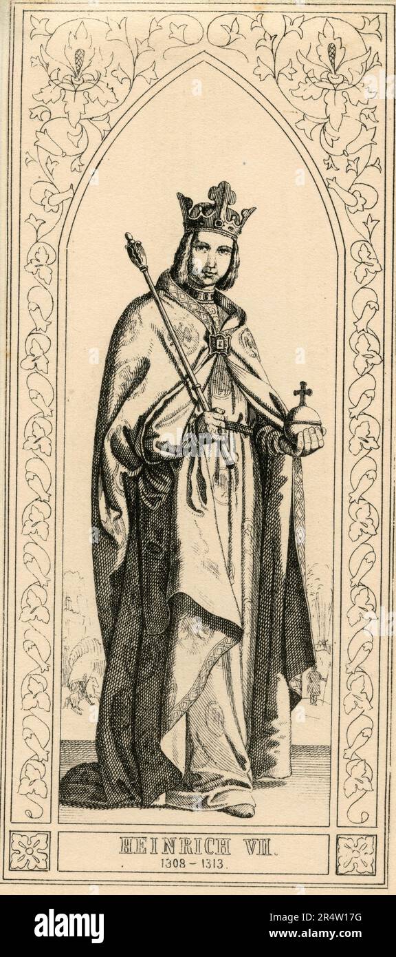 Ritratto dell'imperatore del Sacro Romano Impero Enrico VII, incisione, Austria 1806 Foto Stock