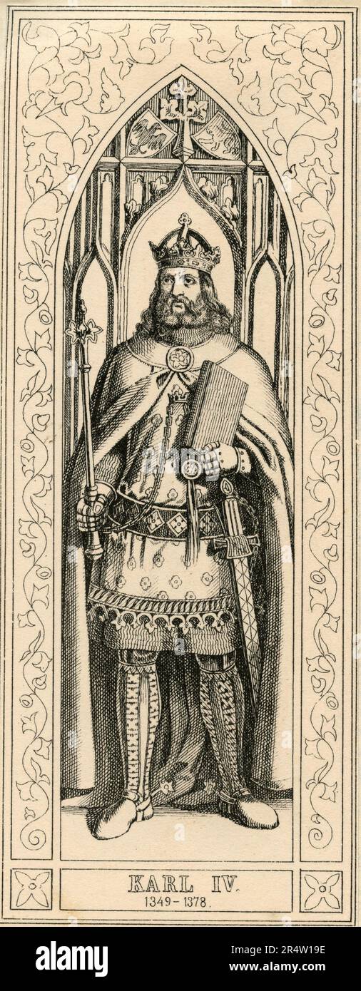 Ritratto dell'imperatore del Sacro Romano Impero Carlo IV, incisione, Austria 1806 Foto Stock