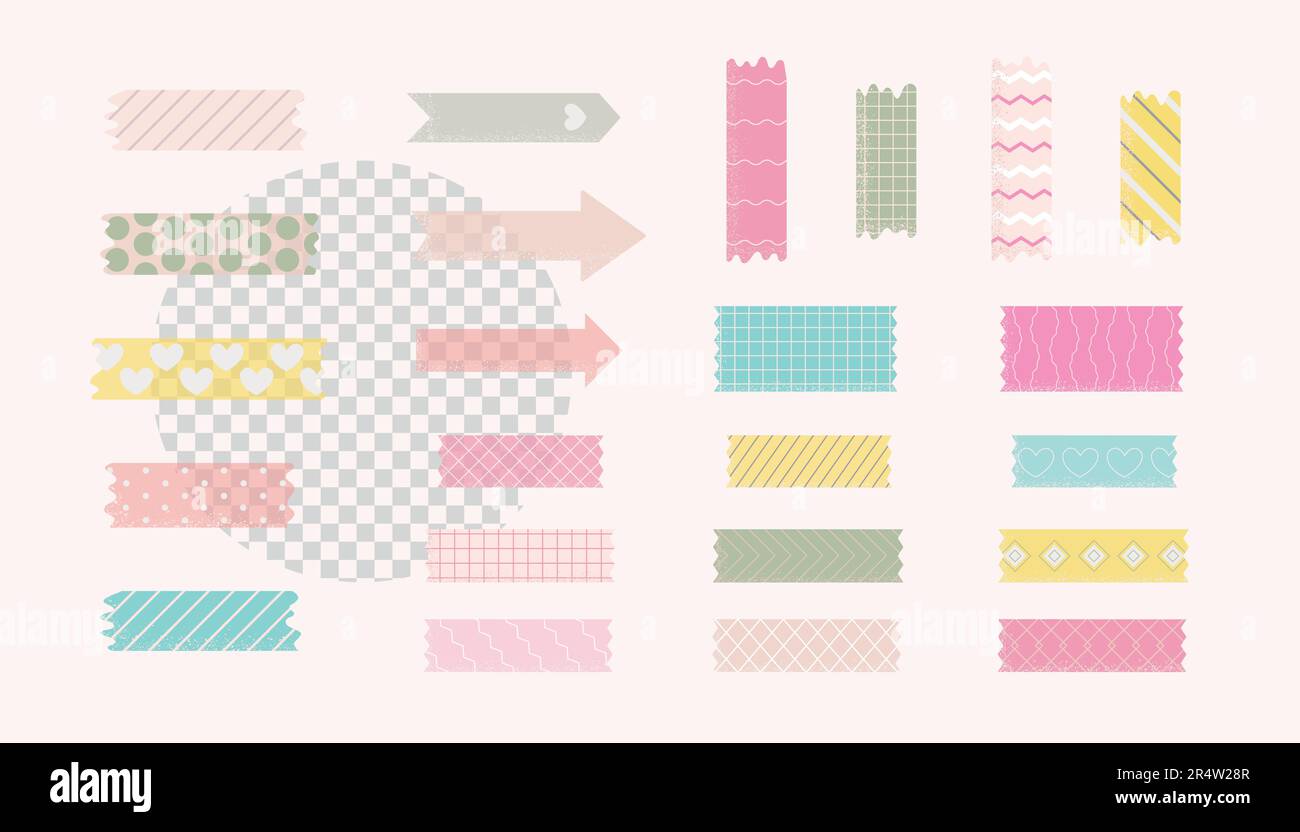 Carino semplice nastro washi, scotch carta adesivi per scrapbooking di  stile giapponese decorato di linea, punti, onde Immagine e Vettoriale -  Alamy