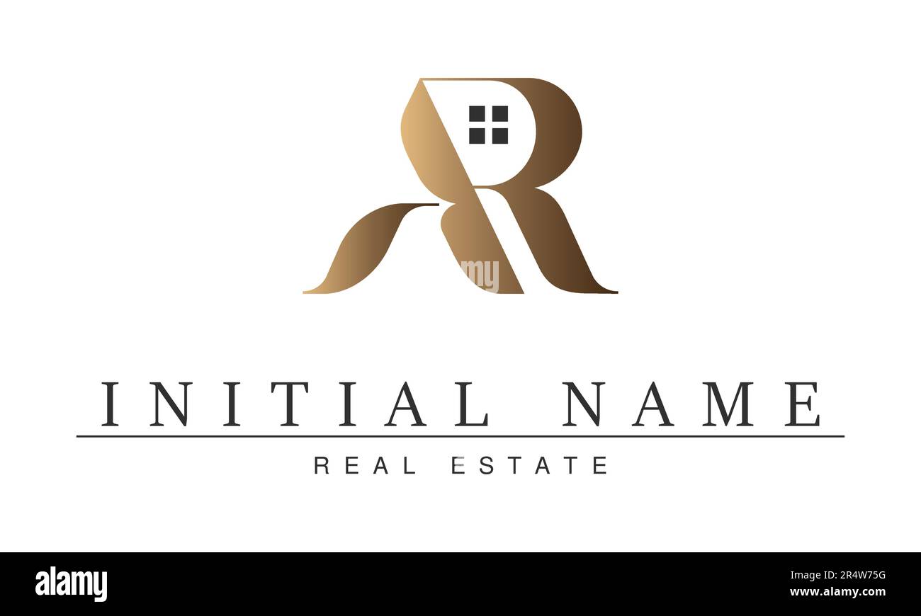 Disegno iniziale del logo monogramma del bene immobile di lusso di AR Illustrazione Vettoriale
