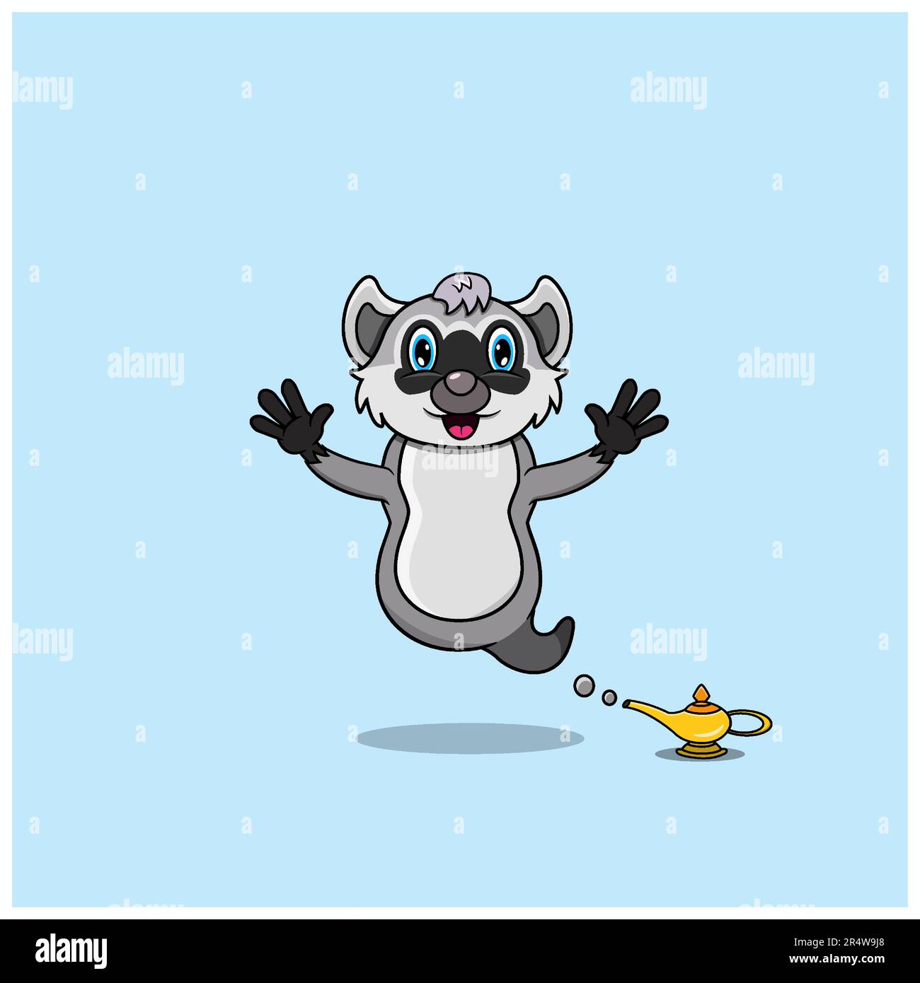 Animali simpatici e divertenti con Raccoon. Personaggio genio. Perfetto per Mascot, logo, icone e Charachter Design. Vettore e illustrazione Illustrazione Vettoriale